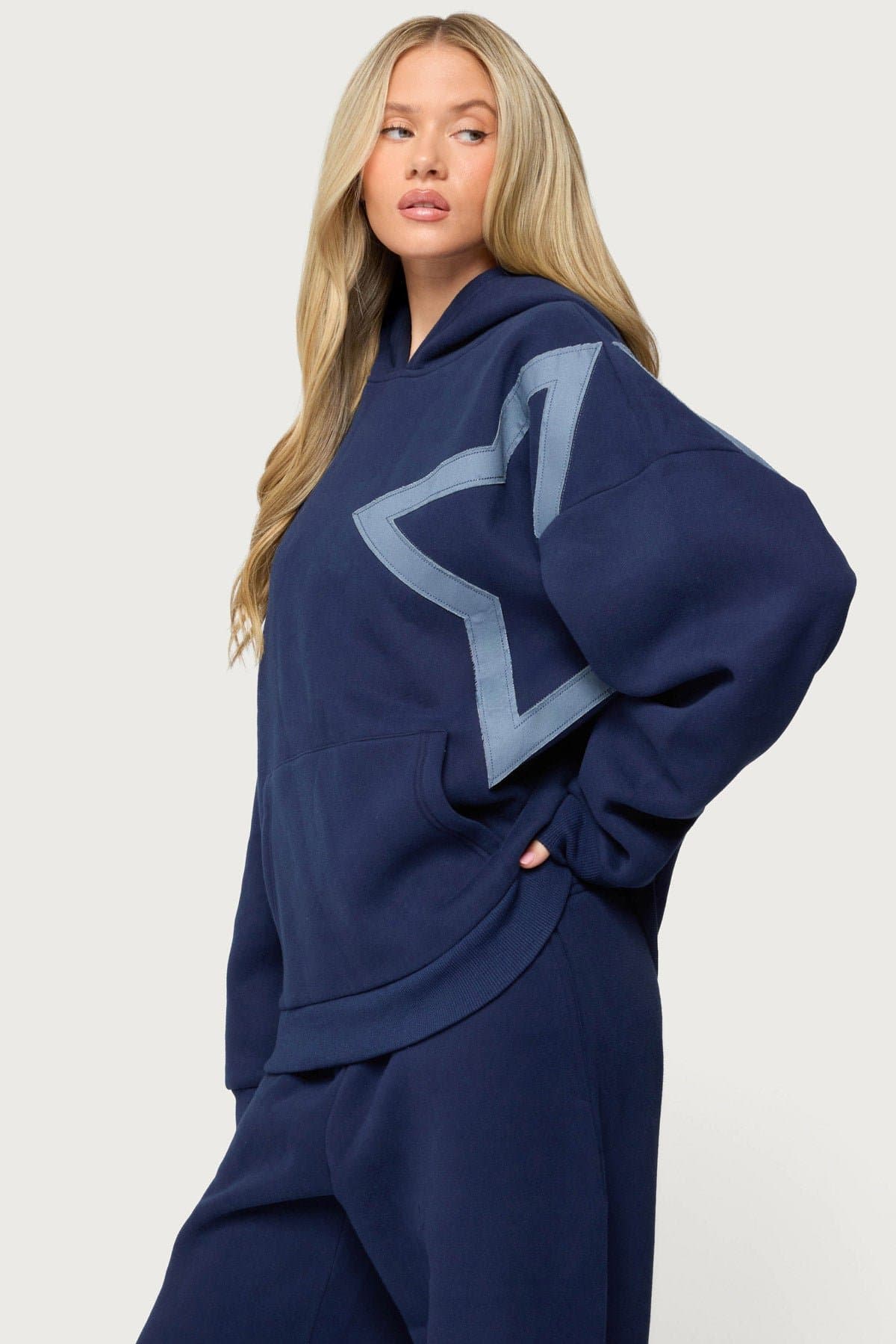 Starly Oversized Hoodie with Large Star Patch - Polyester Cotton Unisex Fit