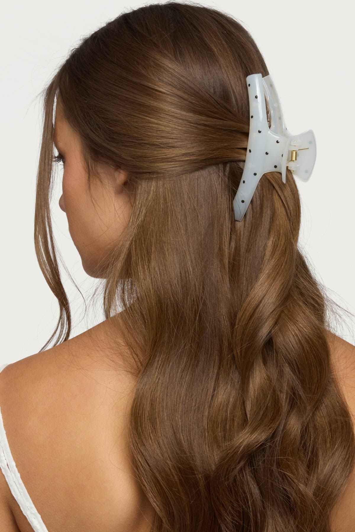 Polka Dot Pattern Plastic Hair Clip - 4.7 Inch Length