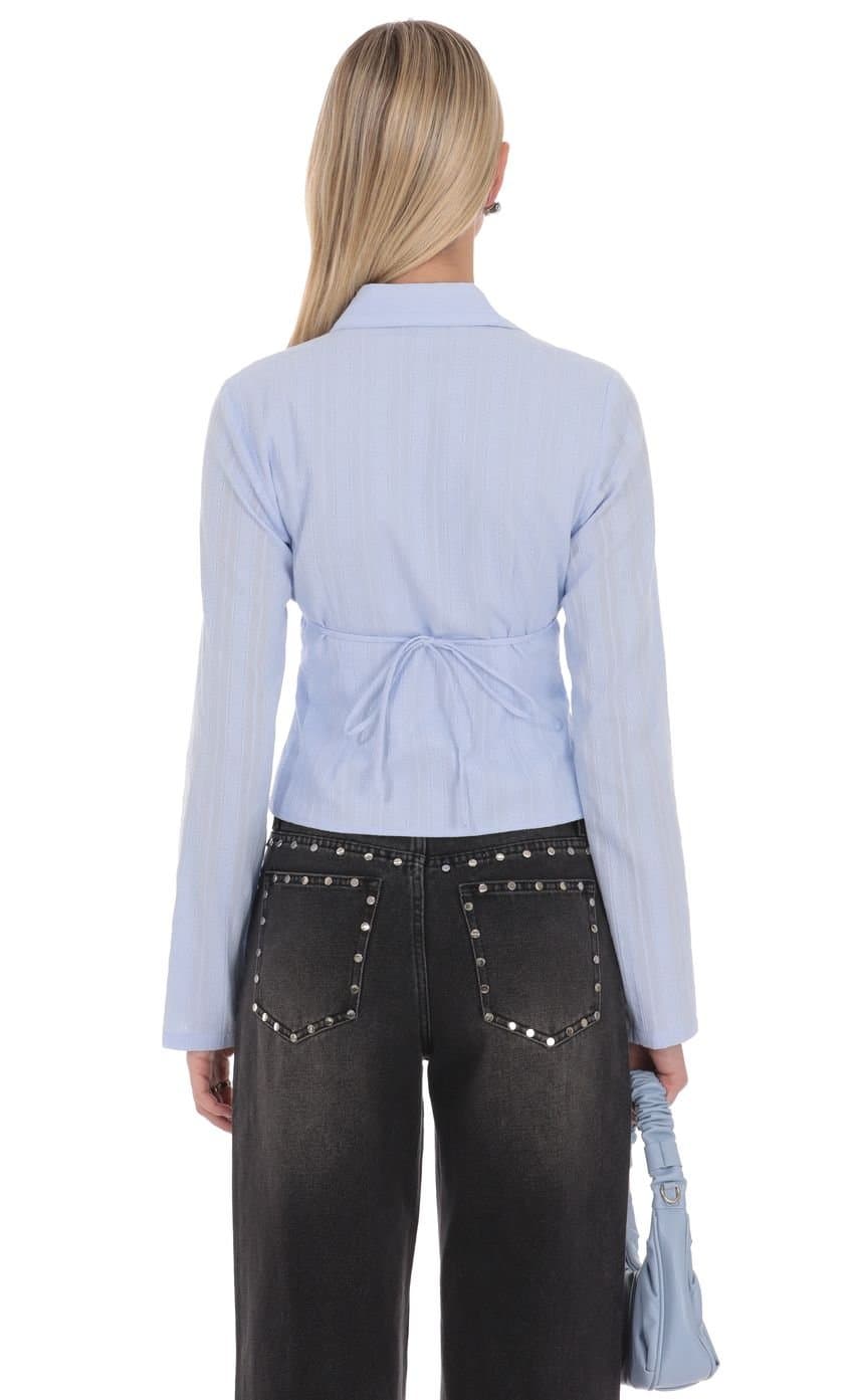 Mila Button Front Top in Blue