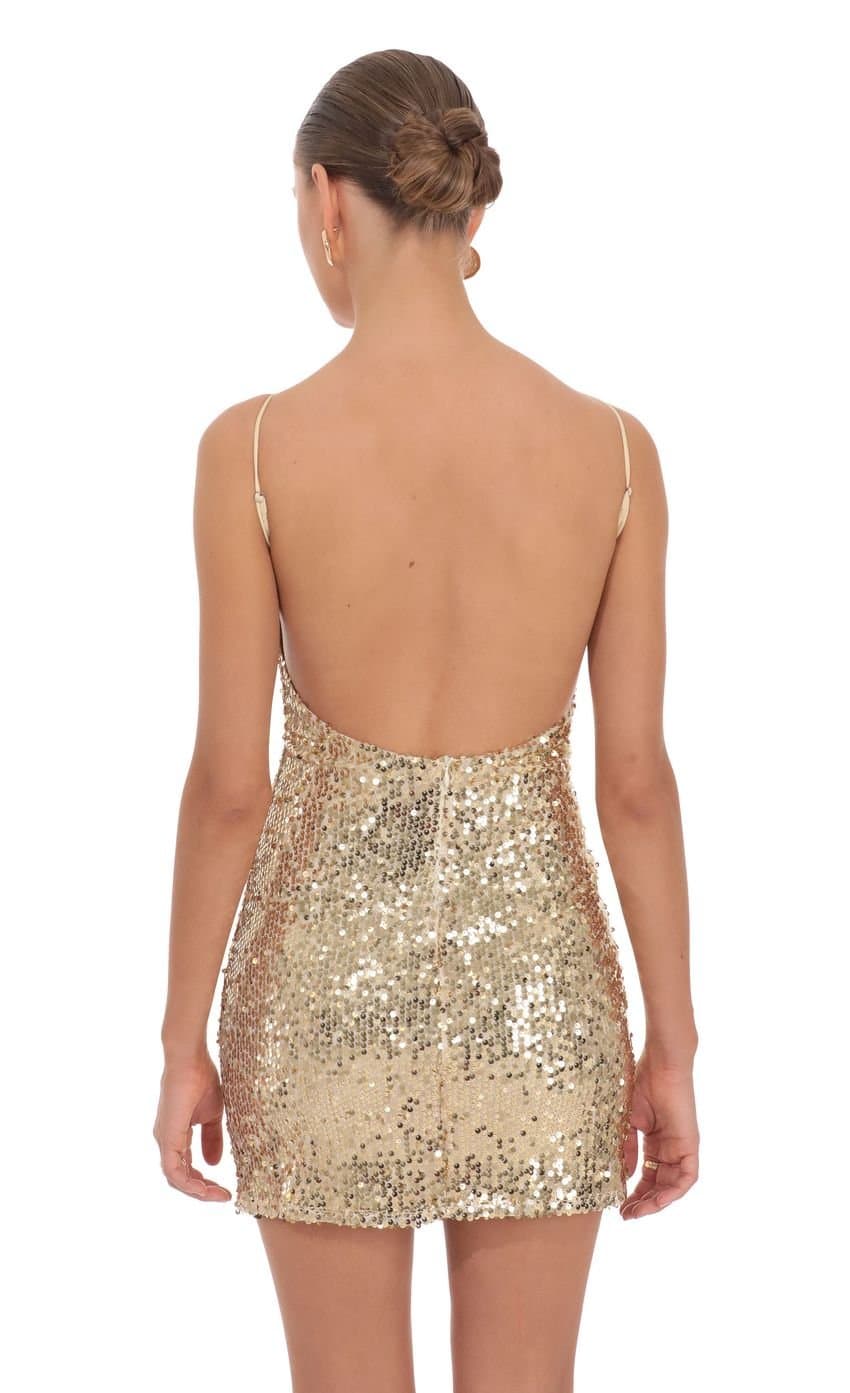 Scarlet Sequin Mini Dress in Gold