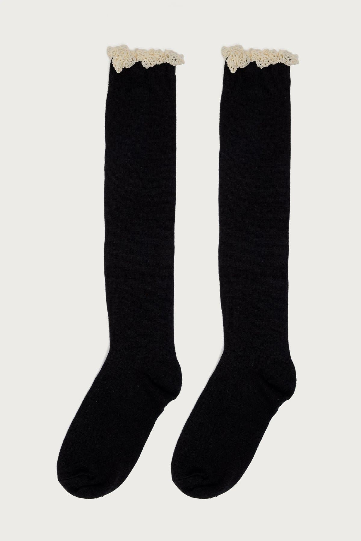 Lacey Ruffle Knee High Socks - Acrylic Polyester Nylon Blend 18.5 Inch Length