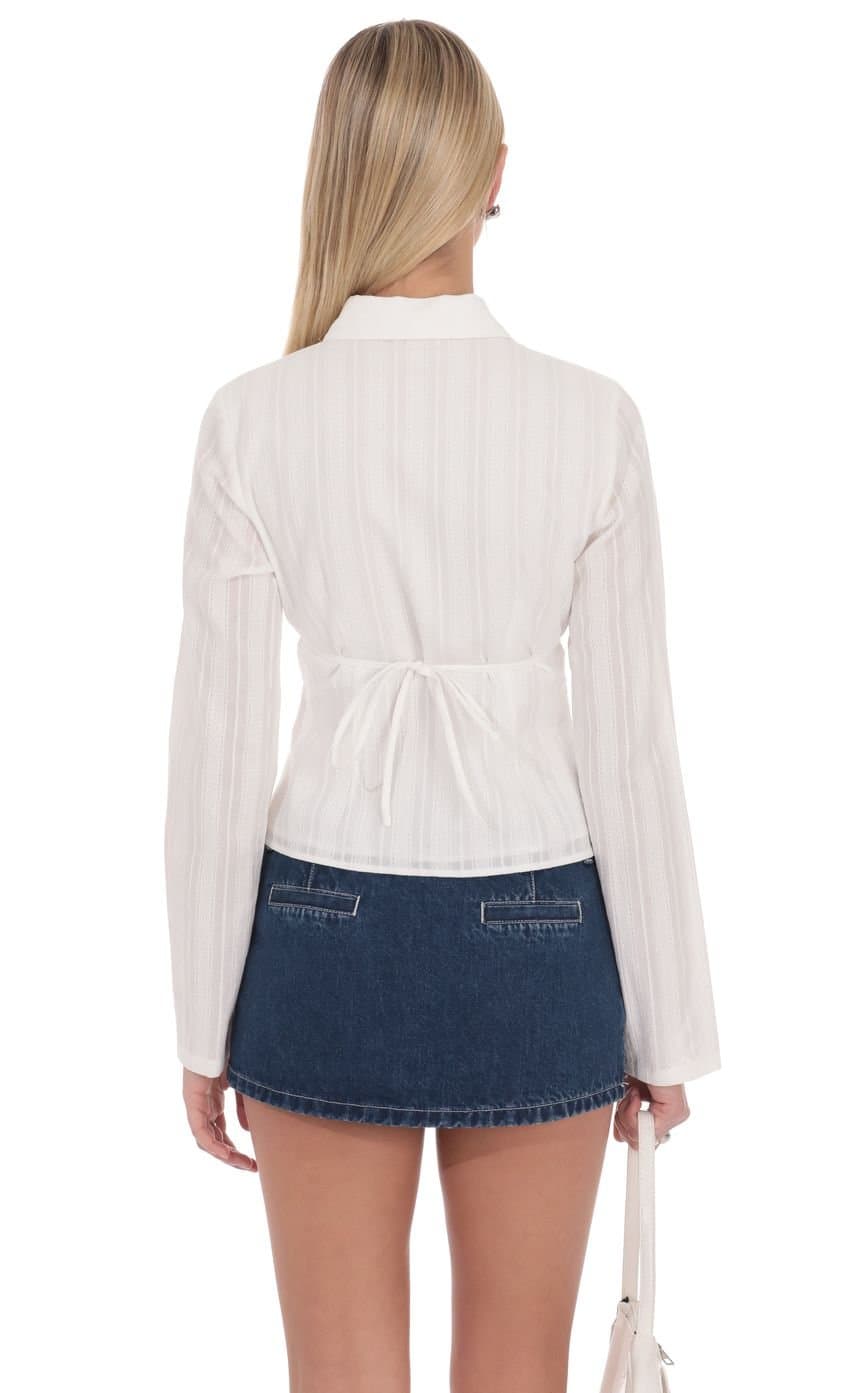 Mila Button Front Top in White