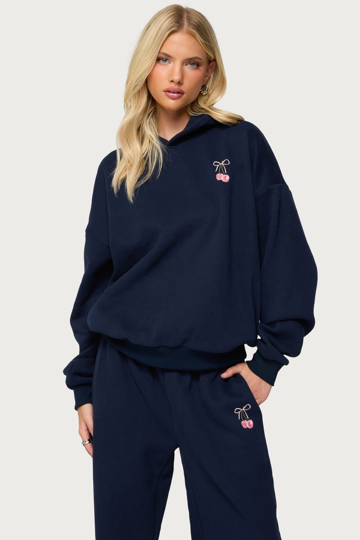 I Don't Chase I Attract Hoodie with Cherry Bow Graphic Print Cotton Polyester