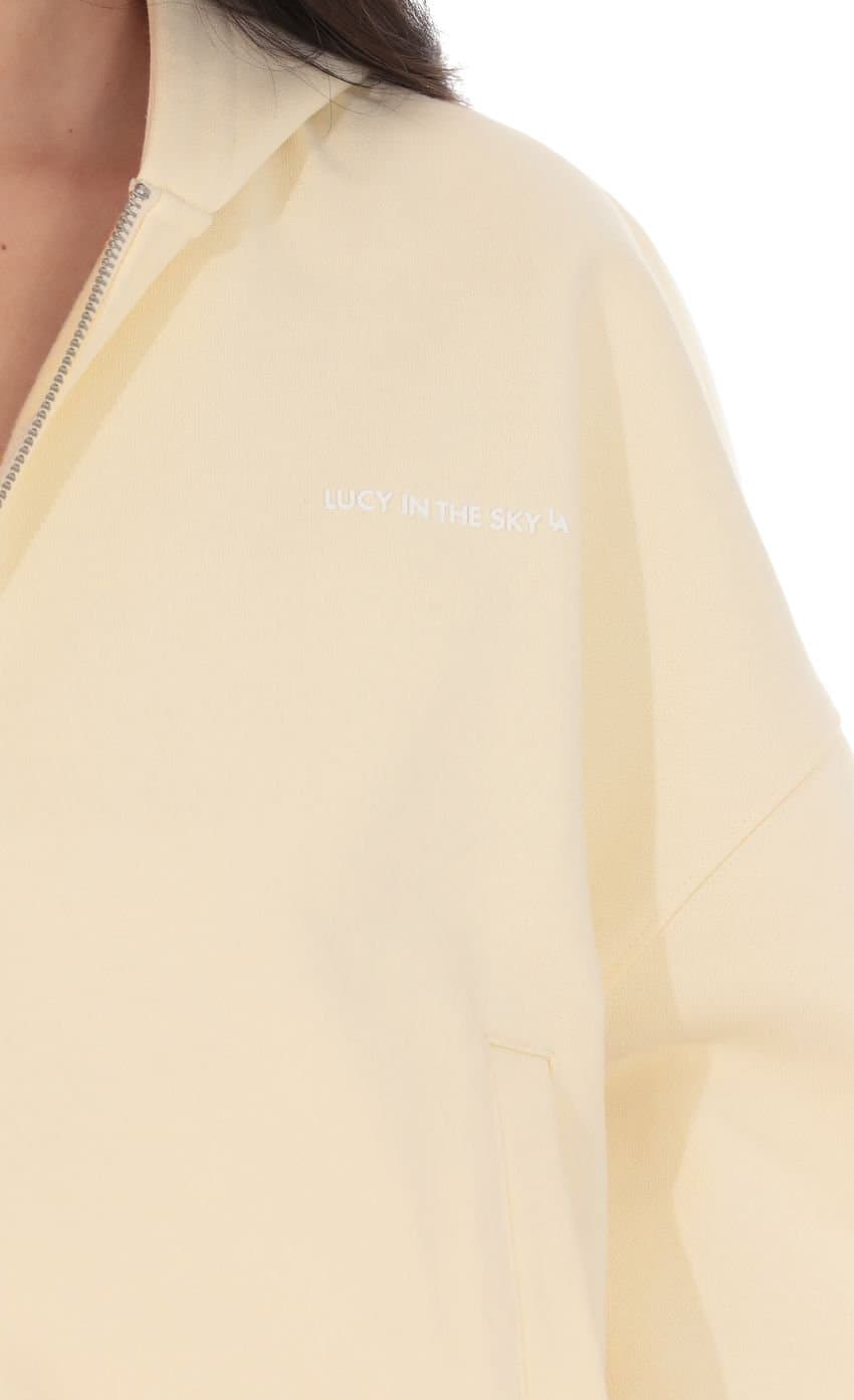 Cropped Cinch Waist Hoodie in Cream