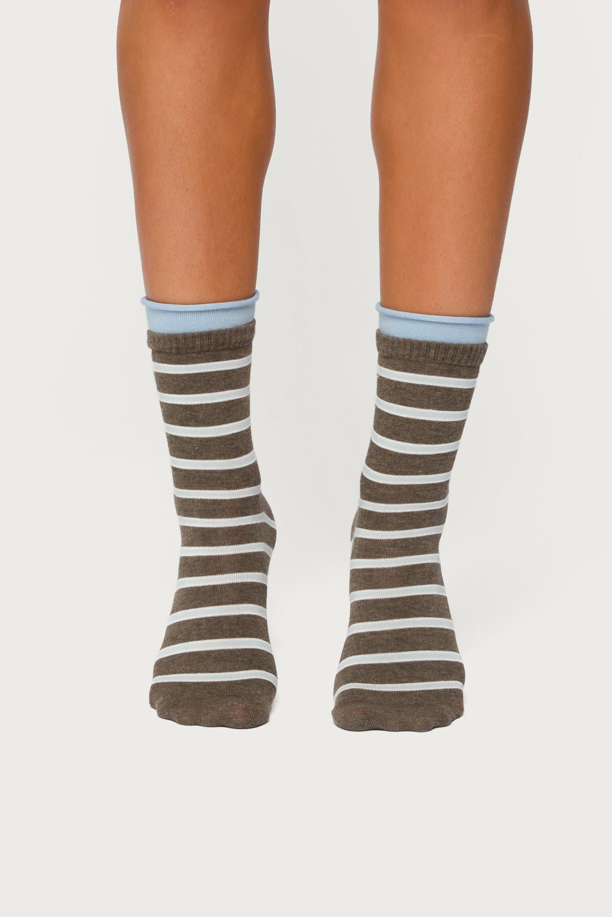 Striped Layered Socks - Cotton Polyester Spandex Blend, 11.8 Inch Length