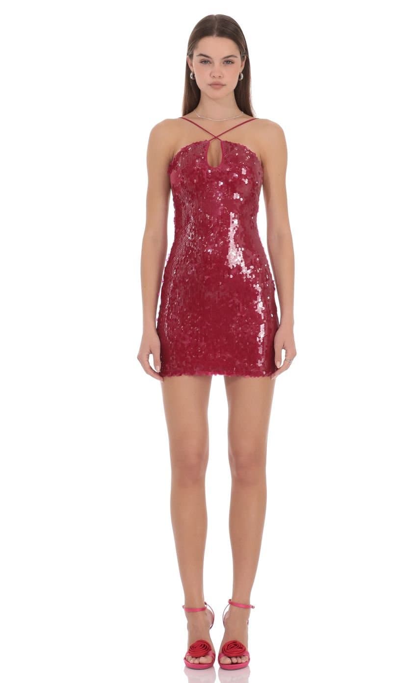 Scarlet Sequin Mini Dress in Red