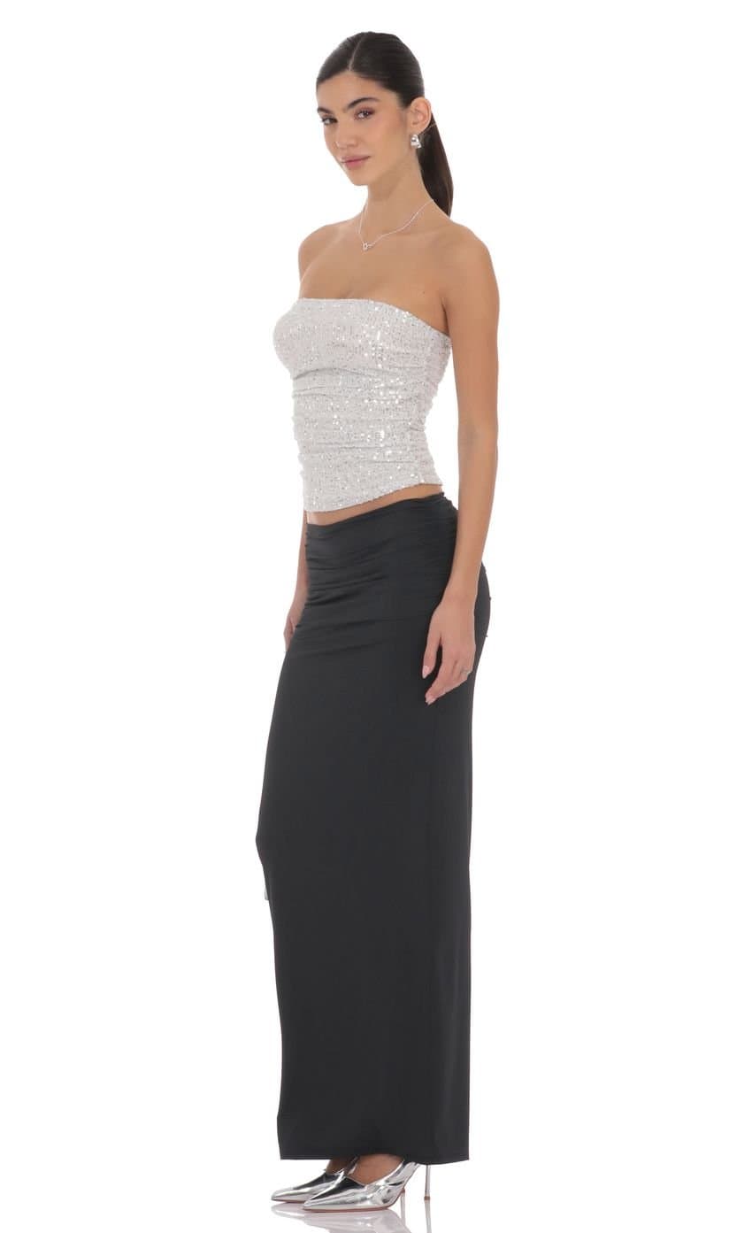 Ruched Bodycon Maxi Skirt in Black