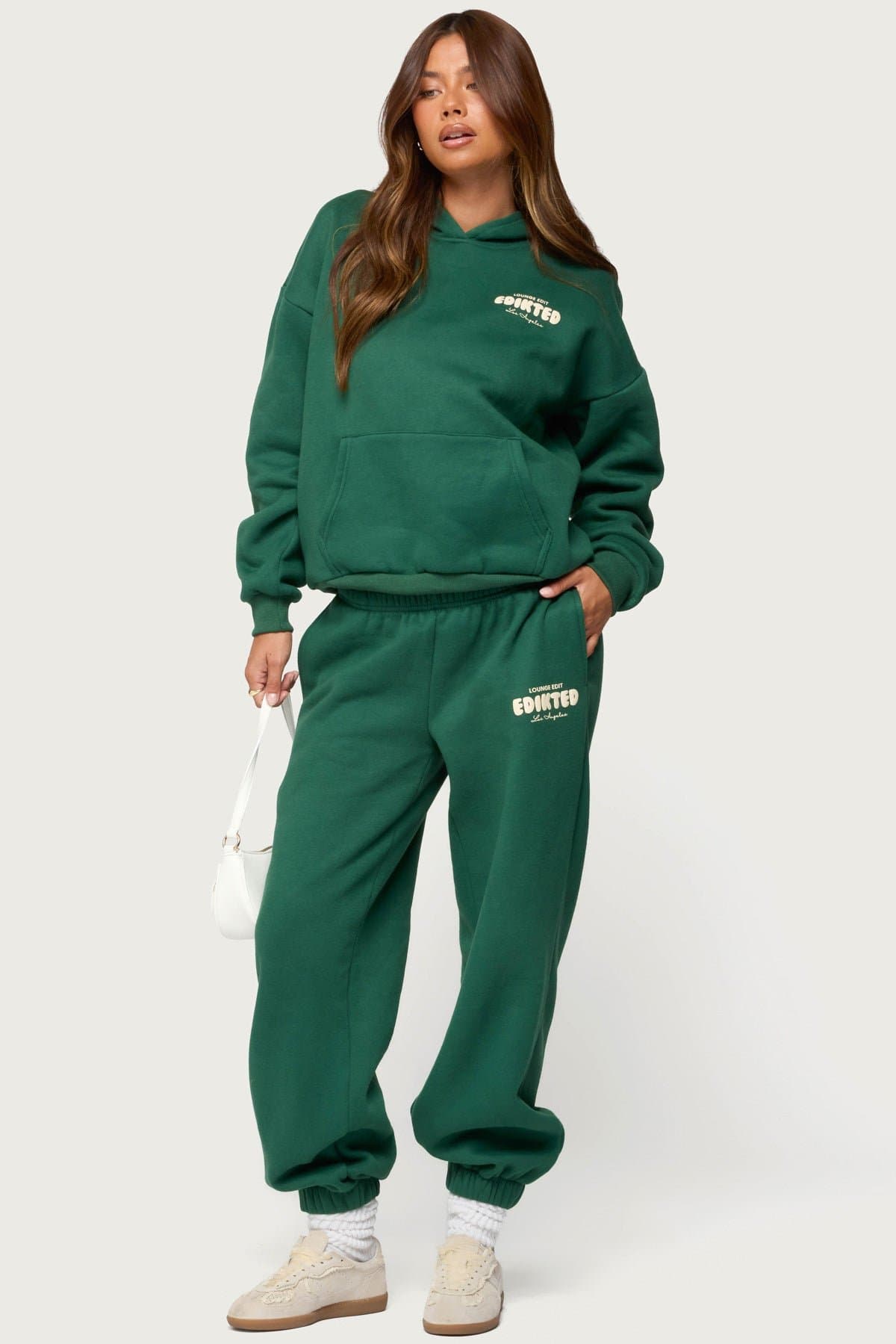 Lounge Edit Hoodie Edikted Los Angeles Graphic Polyester Cotton Rayon