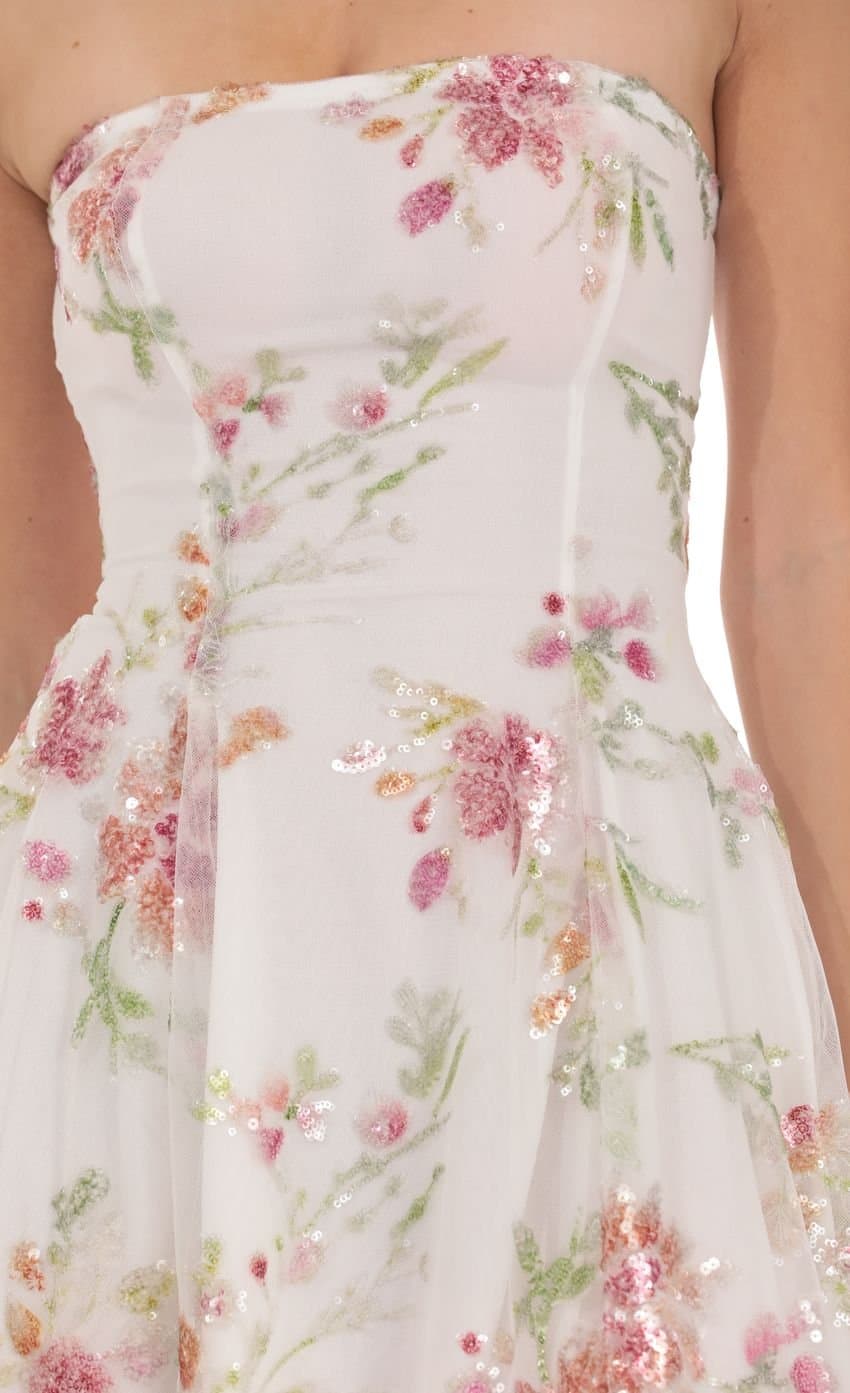 Melody Sequin Mini Dress in White