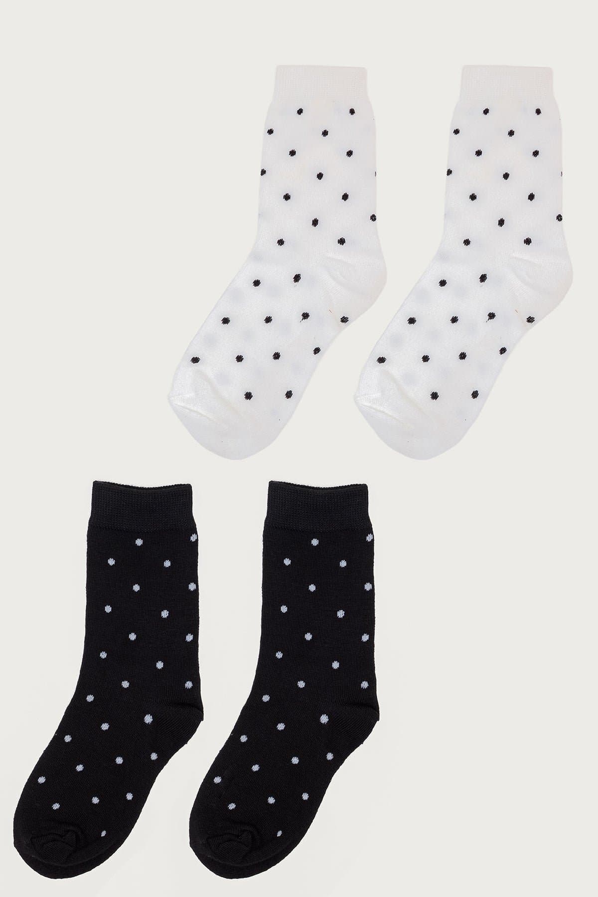 Polka Dot Sock Pack of 2 - Polyester Cotton Blend, 10.6 Inch Length