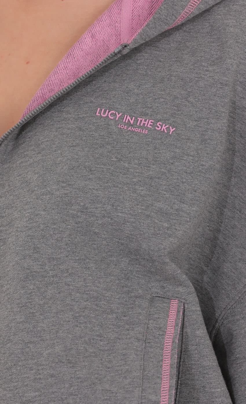 Two-Toned Cropped Hoodie in Grey