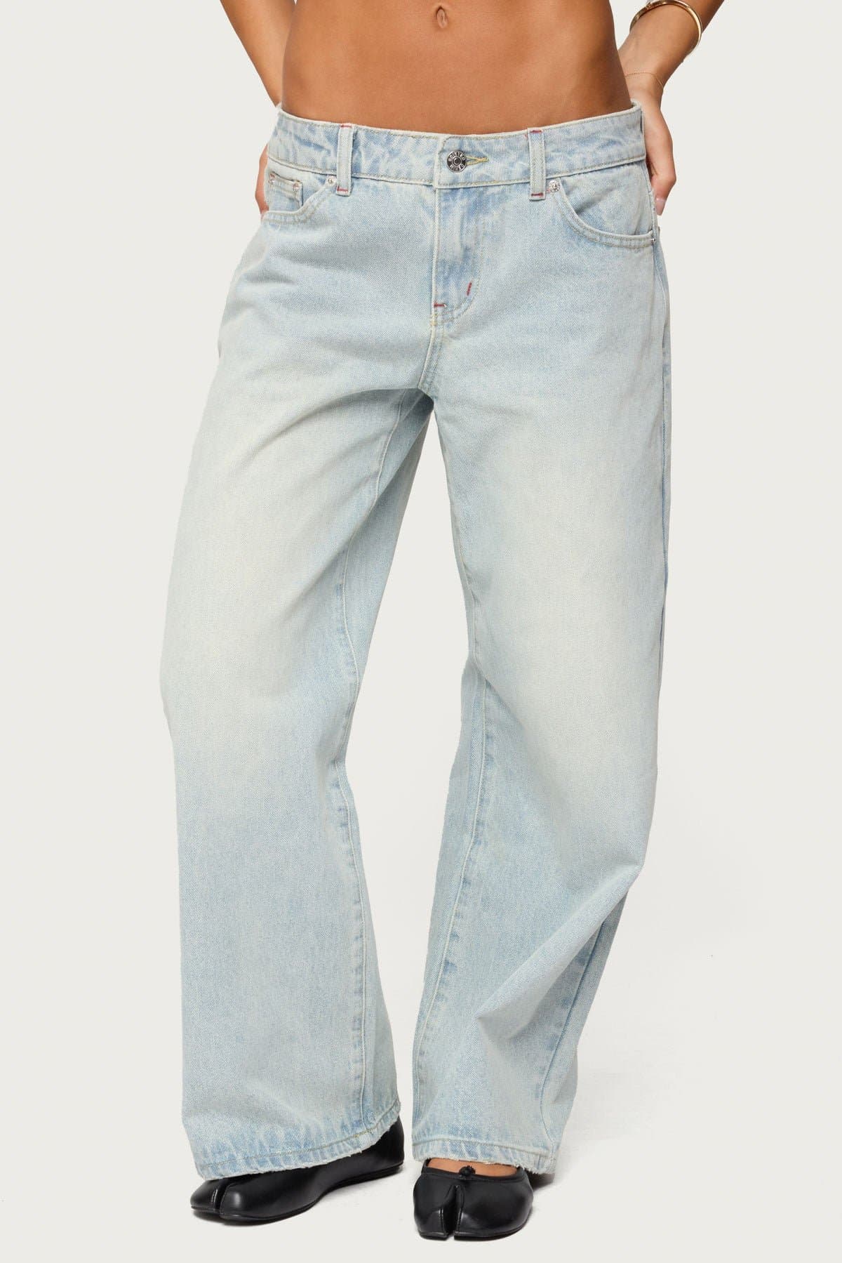 Petite Ace Low Rise Baggy Jeans in Rigid Cotton Denim