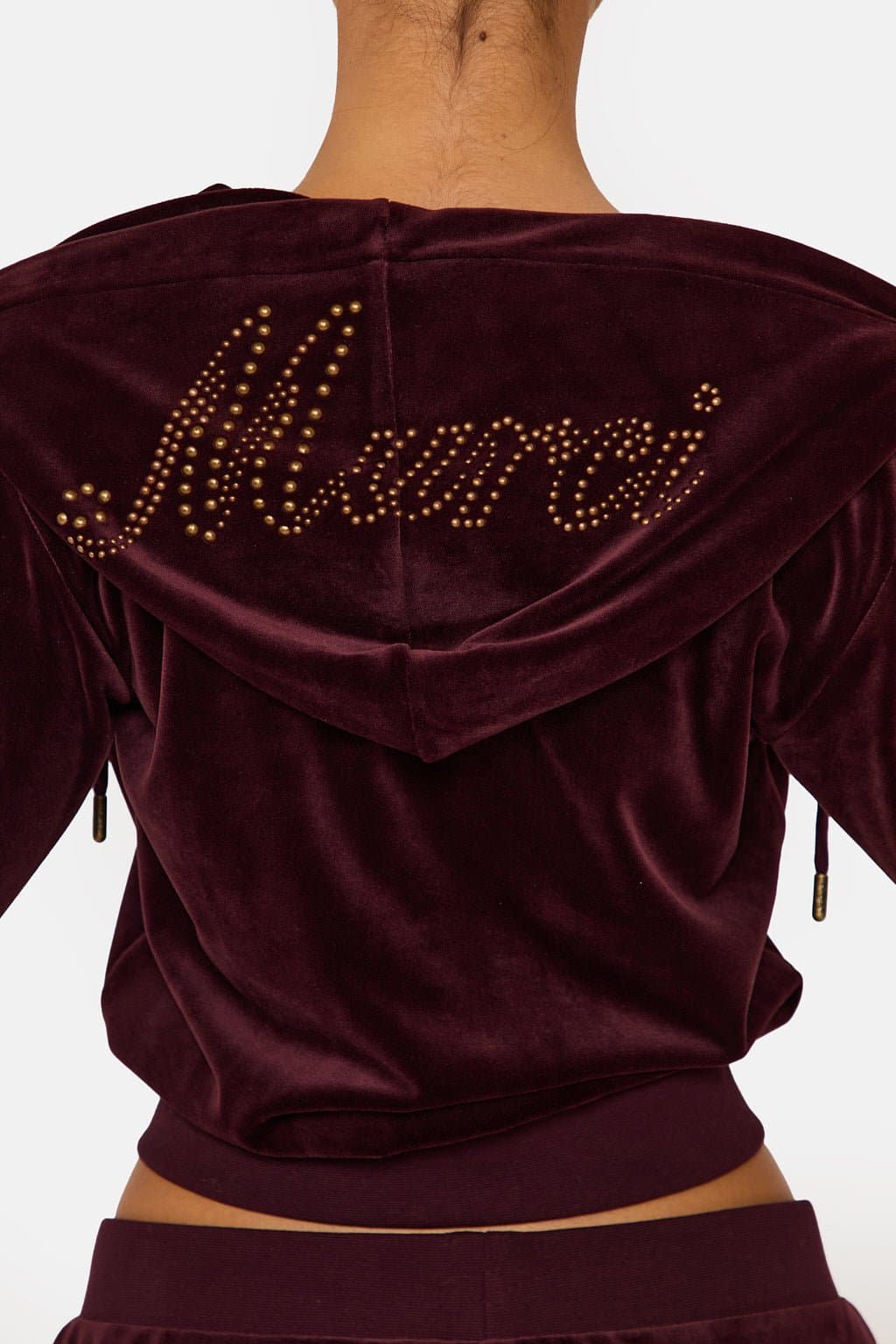 Wine Velour Zip Up Hoodie with Murci Branding Regular Fit