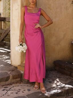 Summer Halter Satin Midi Bridesmaid Prom Dress
