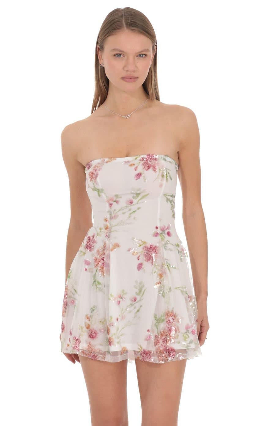 Melody Sequin Mini Dress in White