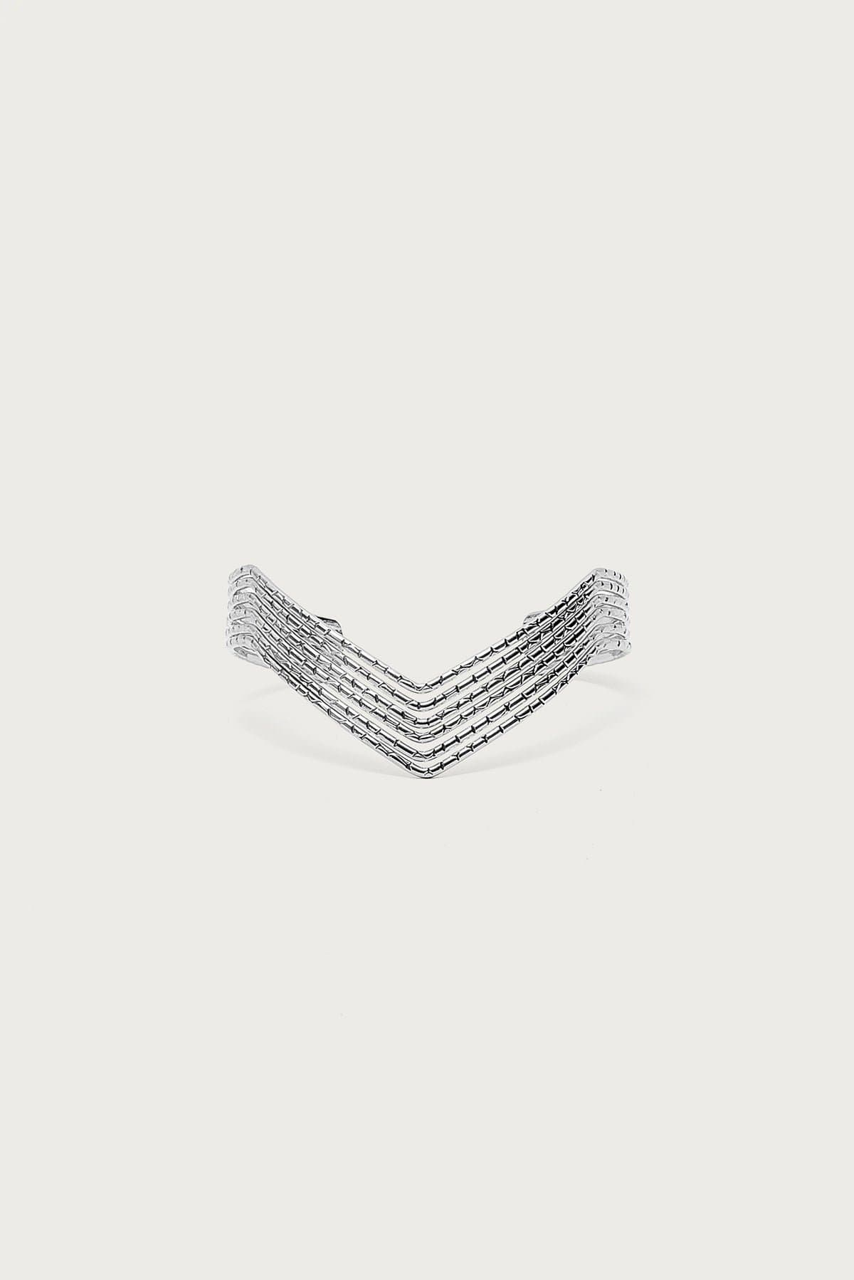 Pointed Arm Cuff Silver Tone Metal 3.2 Inch Length