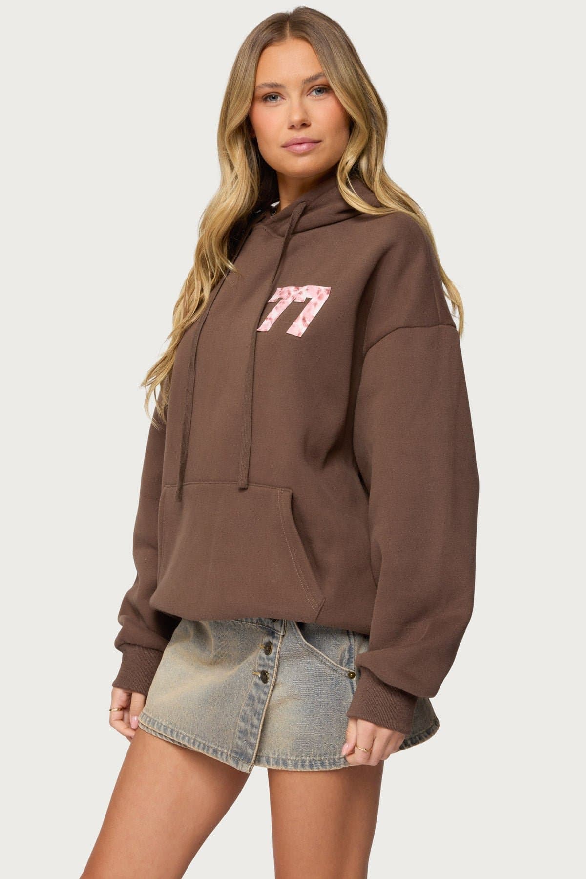 Leopard 77 Oversized Hoodie - Polyester Cotton Kangaroo Pocket Graphic