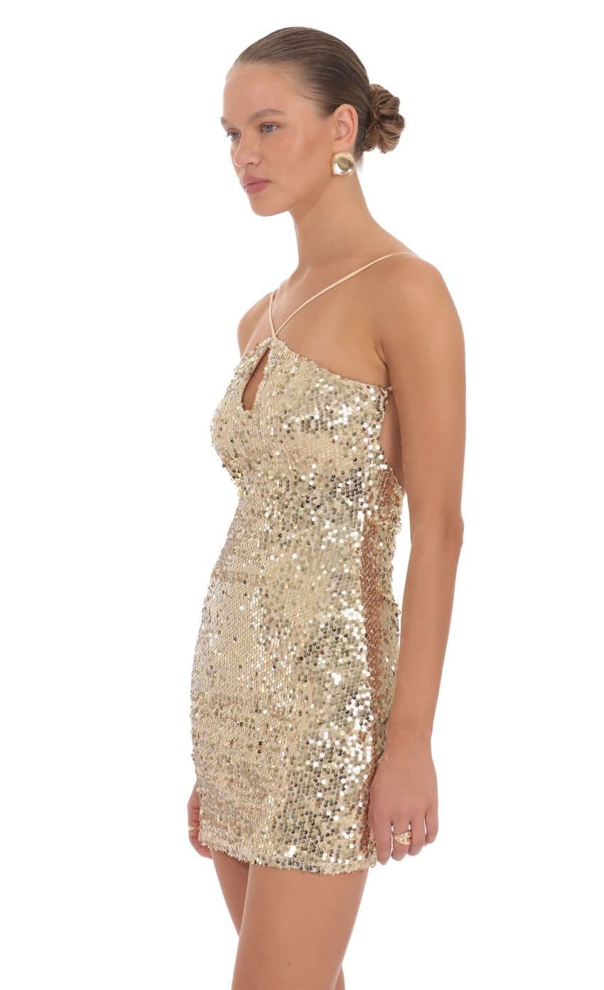 Scarlet Sequin Mini Dress in Gold