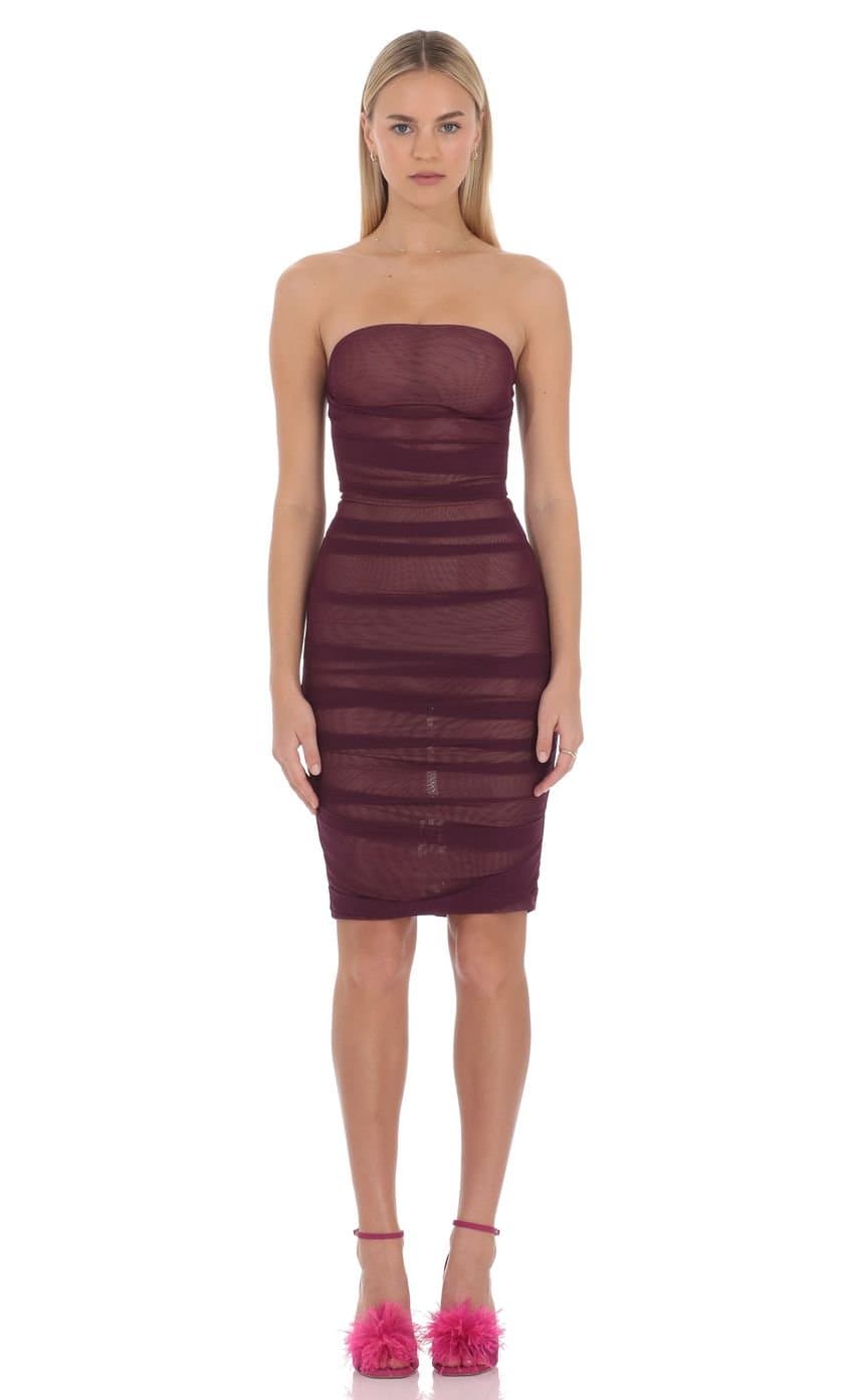 Velara Mesh Strapless Midi Dress