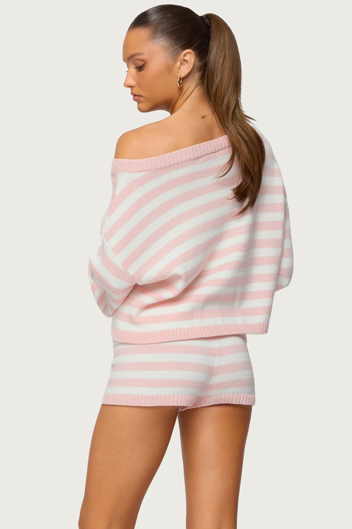 Saphi Striped Oversized Knit Sweater with Contrast Cuffs
