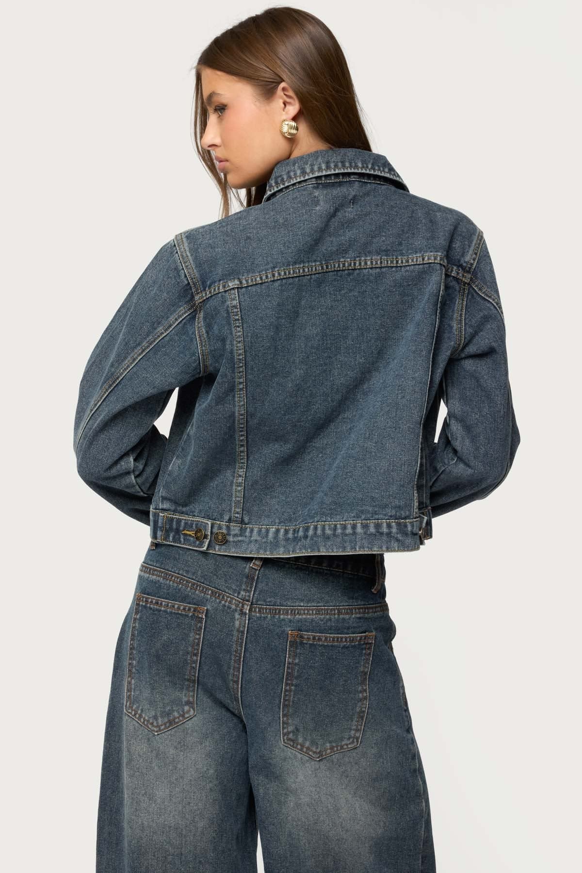 Barb Denim Jacket 100% Cotton Collared with Pockets Contrast Stitching Button Closure