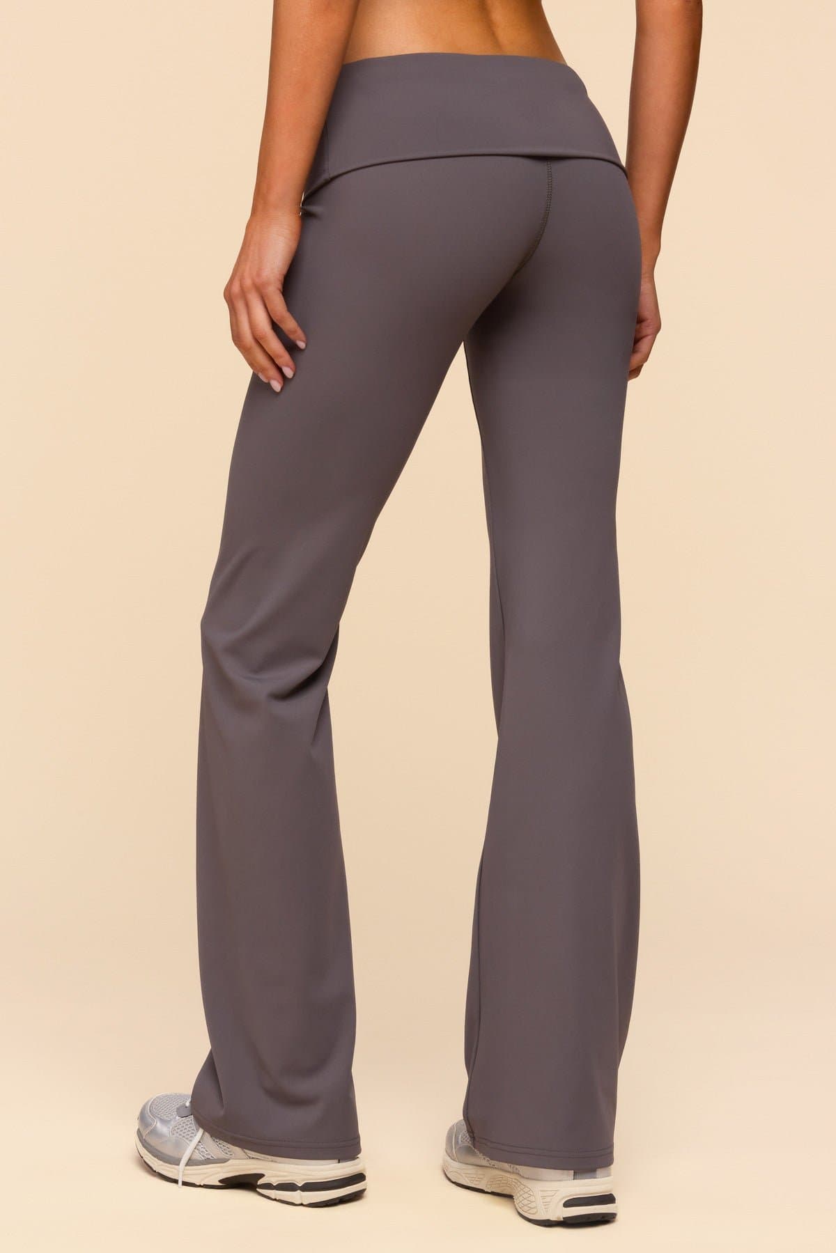 Oriane Foldover Flared Leggings - Polyester Spandex, Size S Inseam 32.7"