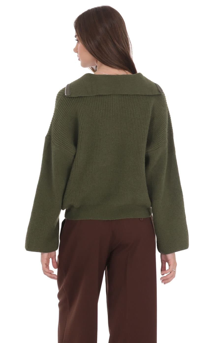 Knit Quarter-Zip Jumper in Green
