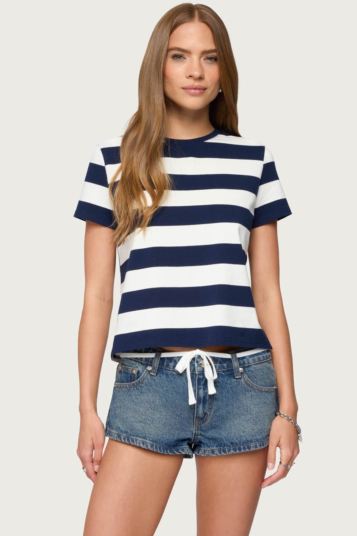 Valetta Oversized Striped T-Shirt - Cotton Spandex Boxy Fit