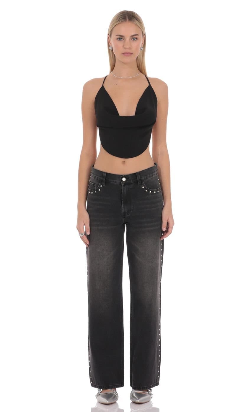 Elvion Drape Halter Top in Black