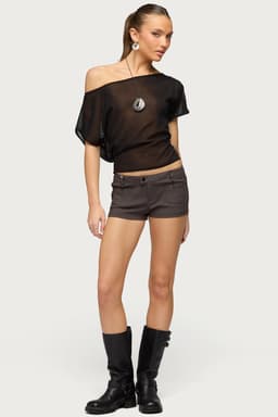 Feliciti Studded Cargo Shorts - Cotton Nylon Spandex Low Rise Inseam 1.8in