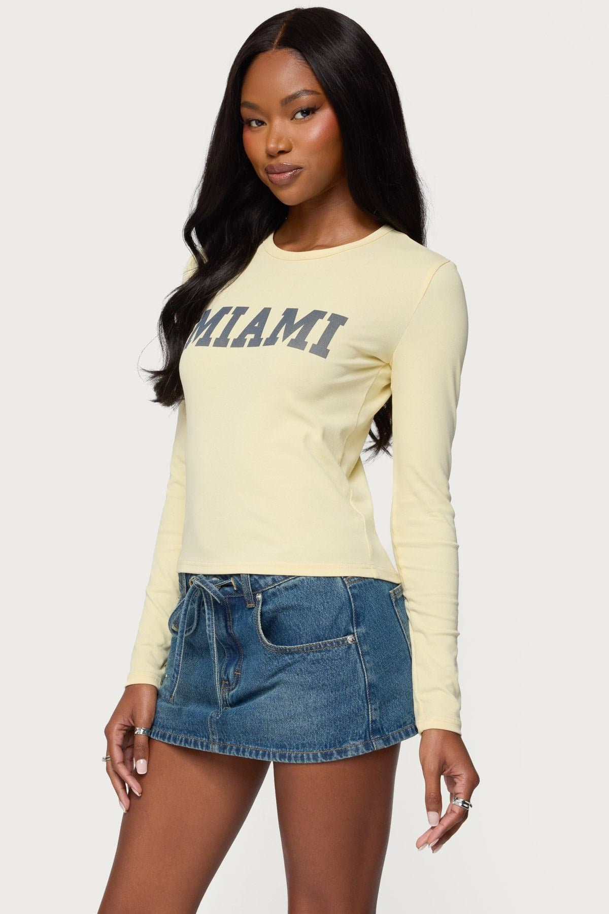 Miami Girl Long Sleeve T-Shirt - Cotton Spandex Graphic Tee