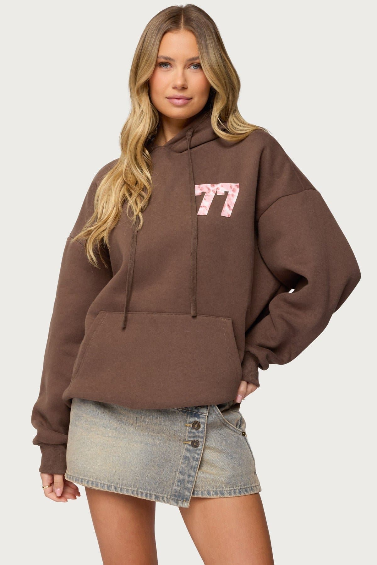 Leopard 77 Oversized Hoodie - Polyester Cotton Kangaroo Pocket Graphic