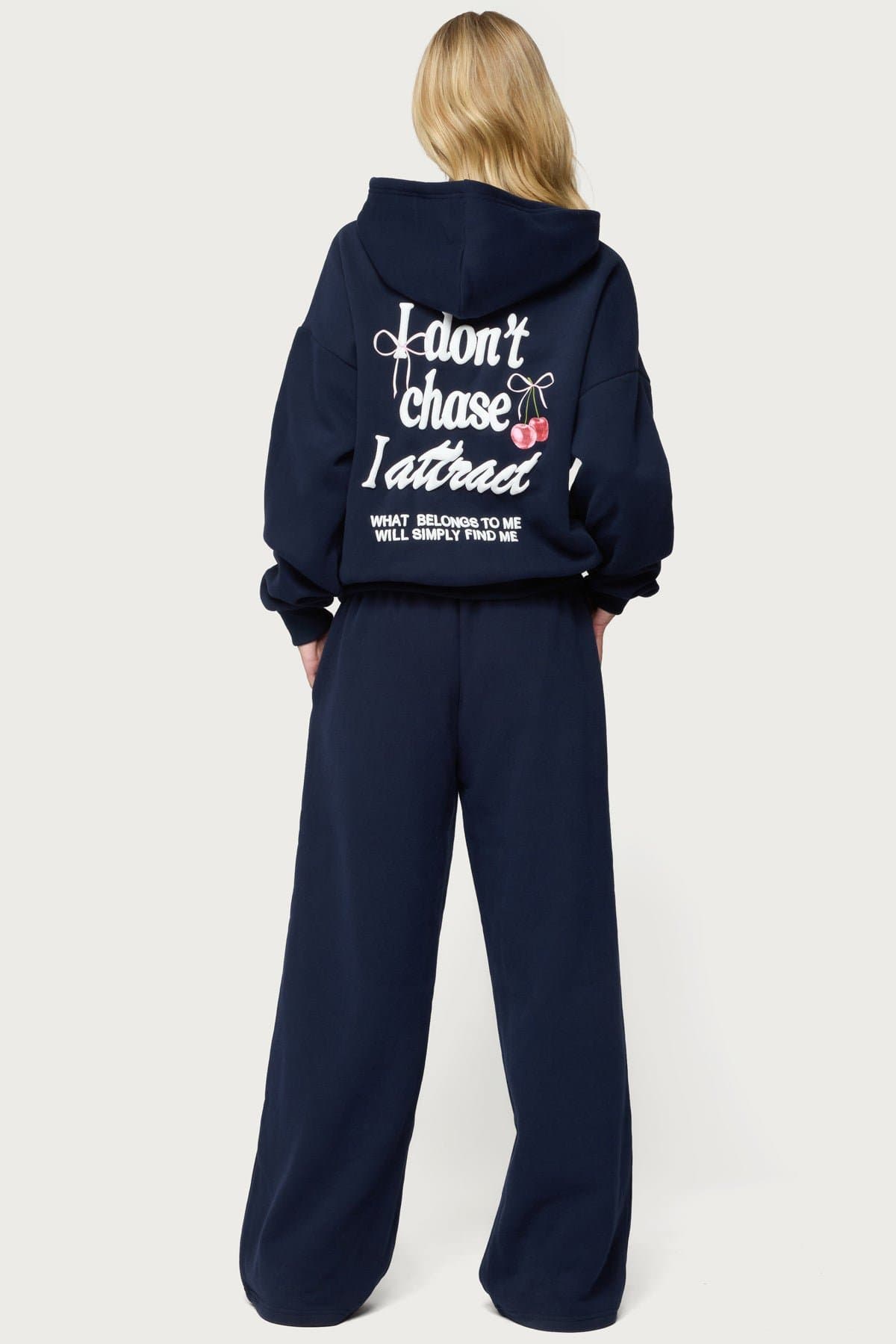 I Don't Chase I Attract Hoodie with Cherry Bow Graphic Print Cotton Polyester