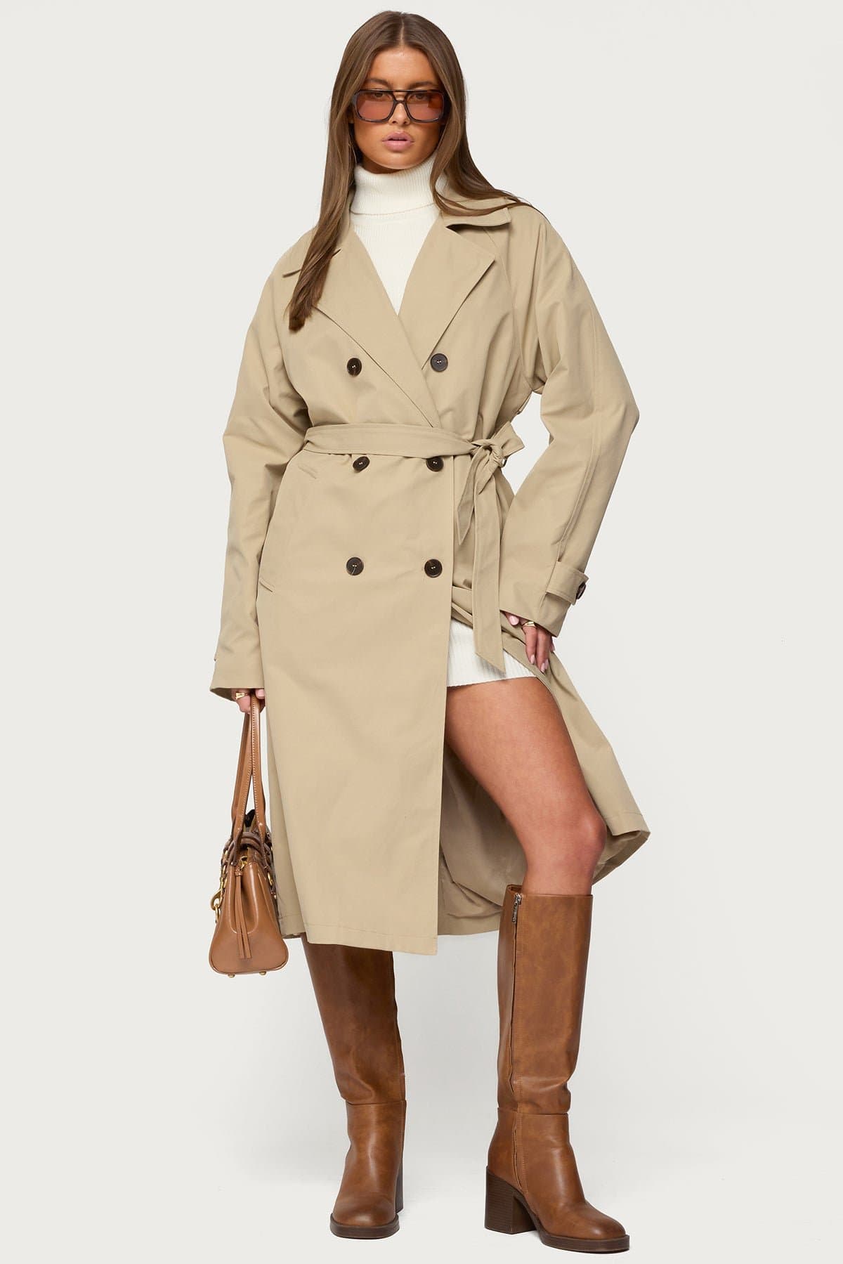 Amur Maxi Trench Coat Longline Polyester Women's Outerwear