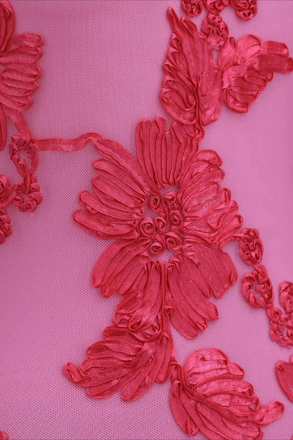 Elegant 3D Flowers Embroidery Mesh Sleeveless A-Line Mid-Calf Floral Dress