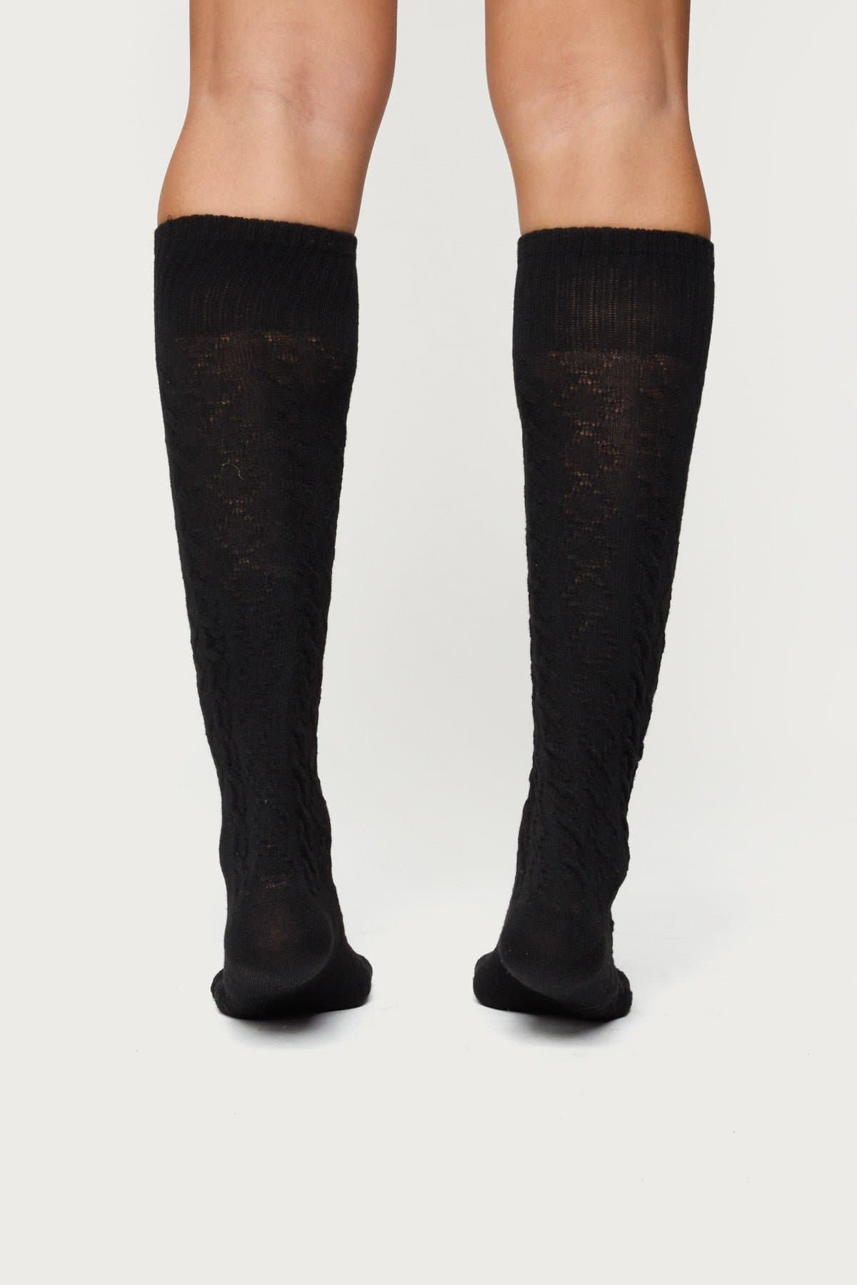 Cable Knit Socks - Polyester Cotton Spandex Blend, 20.9 Inch Length