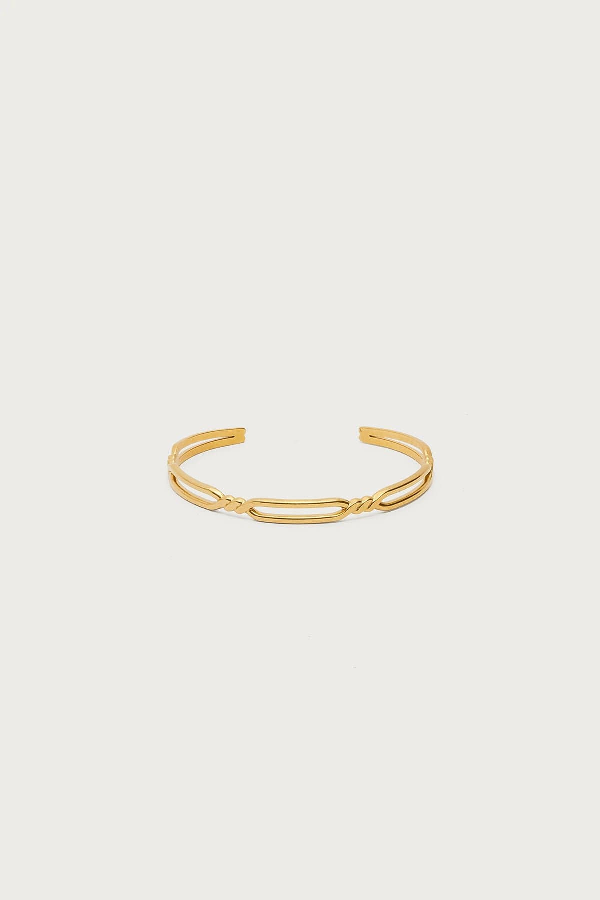 Thin Twist Arm Cuff in Gold Tone Metal - 2.4 Inch Length