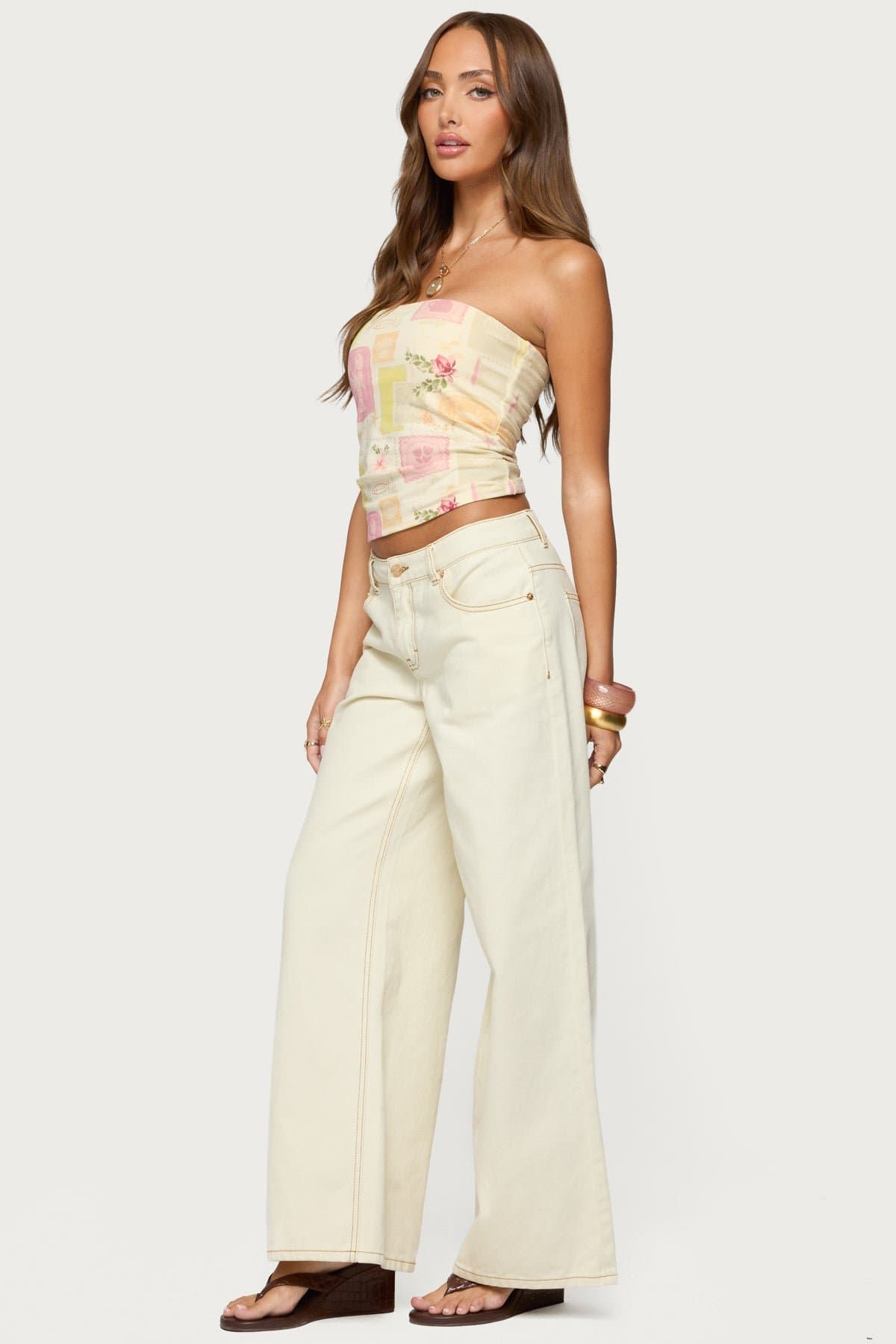 Cicilla Vintage Mixed Print Tube Top - Cotton Spandex