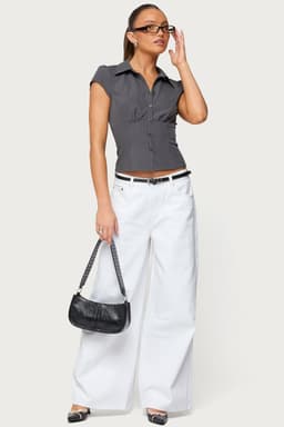 Skater Girl Washed Low Rise Baggy Jeans - 100% Cotton Oversized Fit