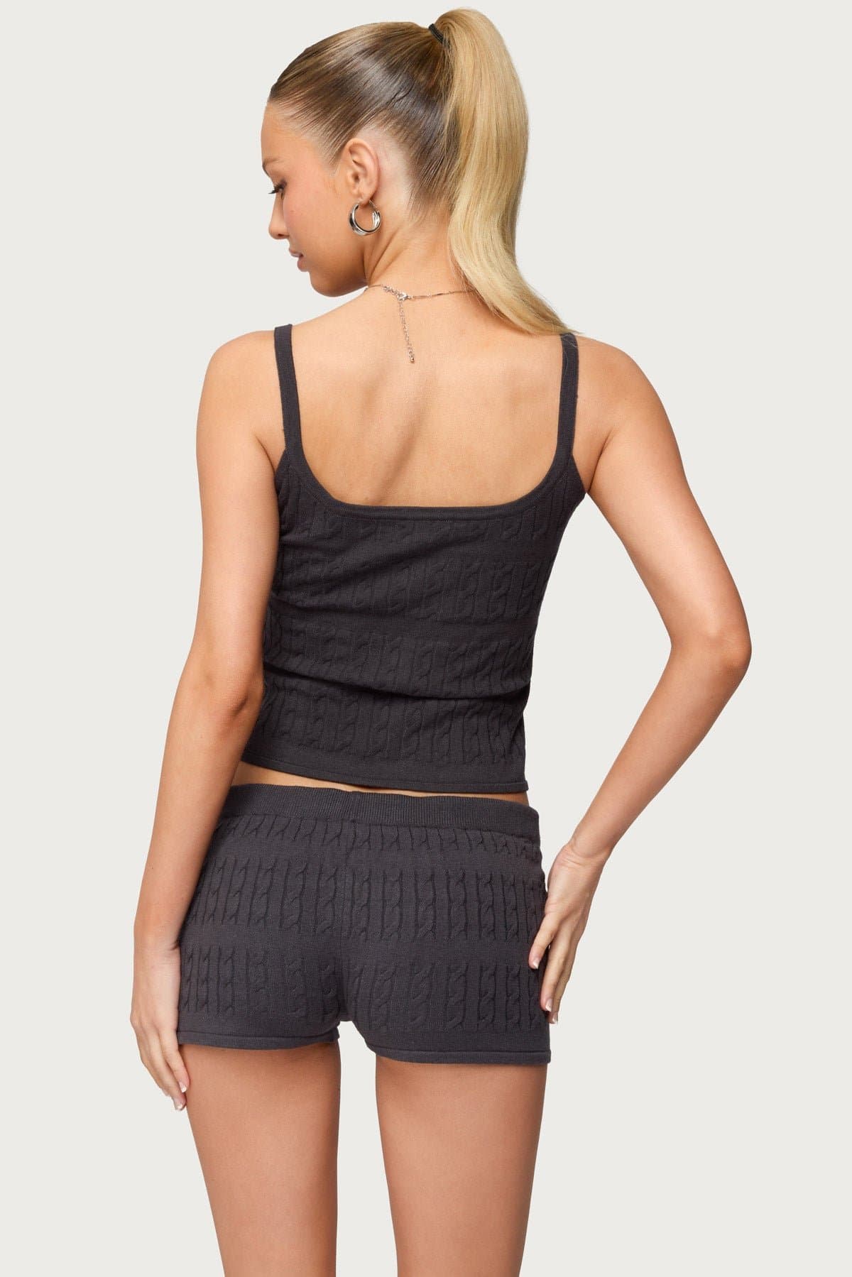 Nella Cable Knit Tank Top - Rayon Polyester Nylon