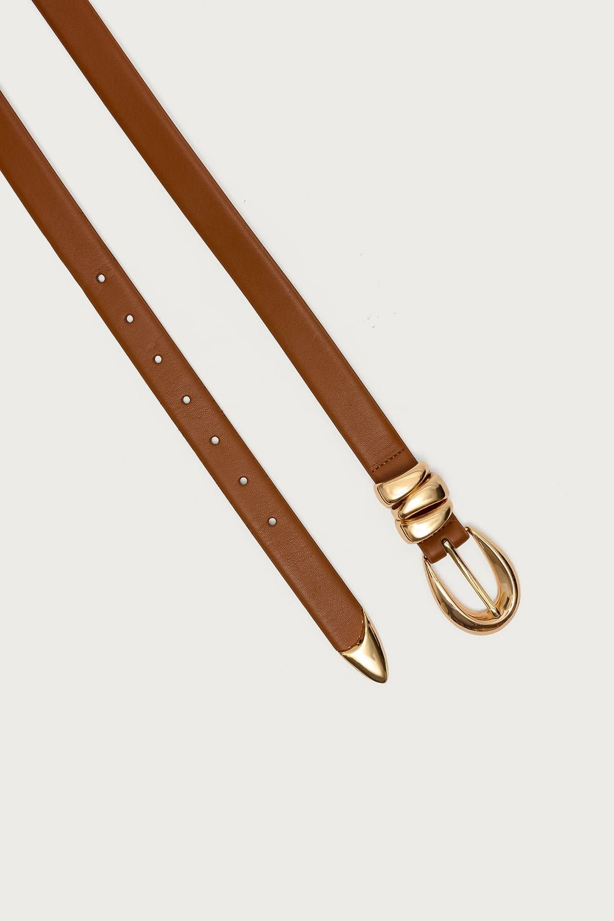 Venus Faux Leather Belt with Gold Tone Metal Buckle 45.3 Inch Length