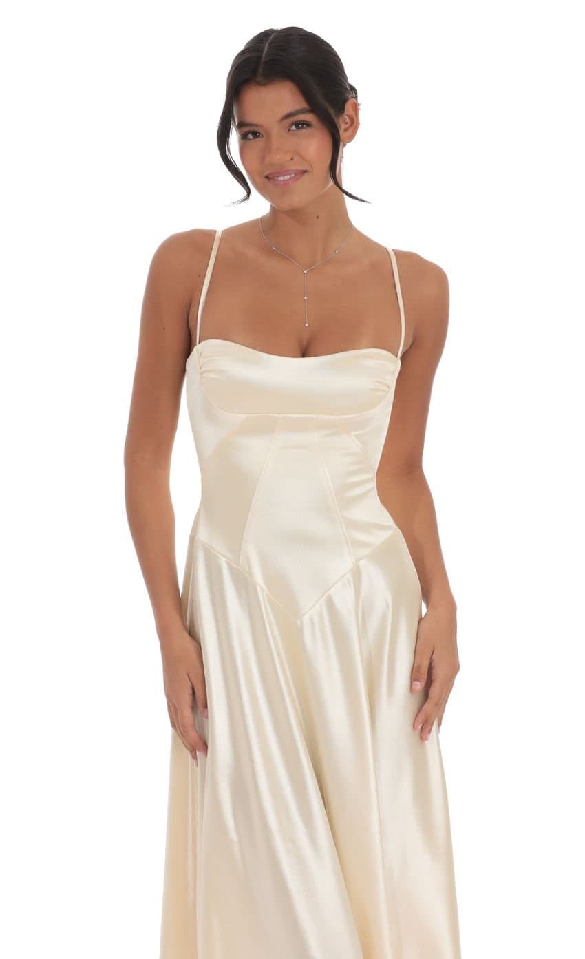 Satin Square Neck Maxi Dress in Champagne