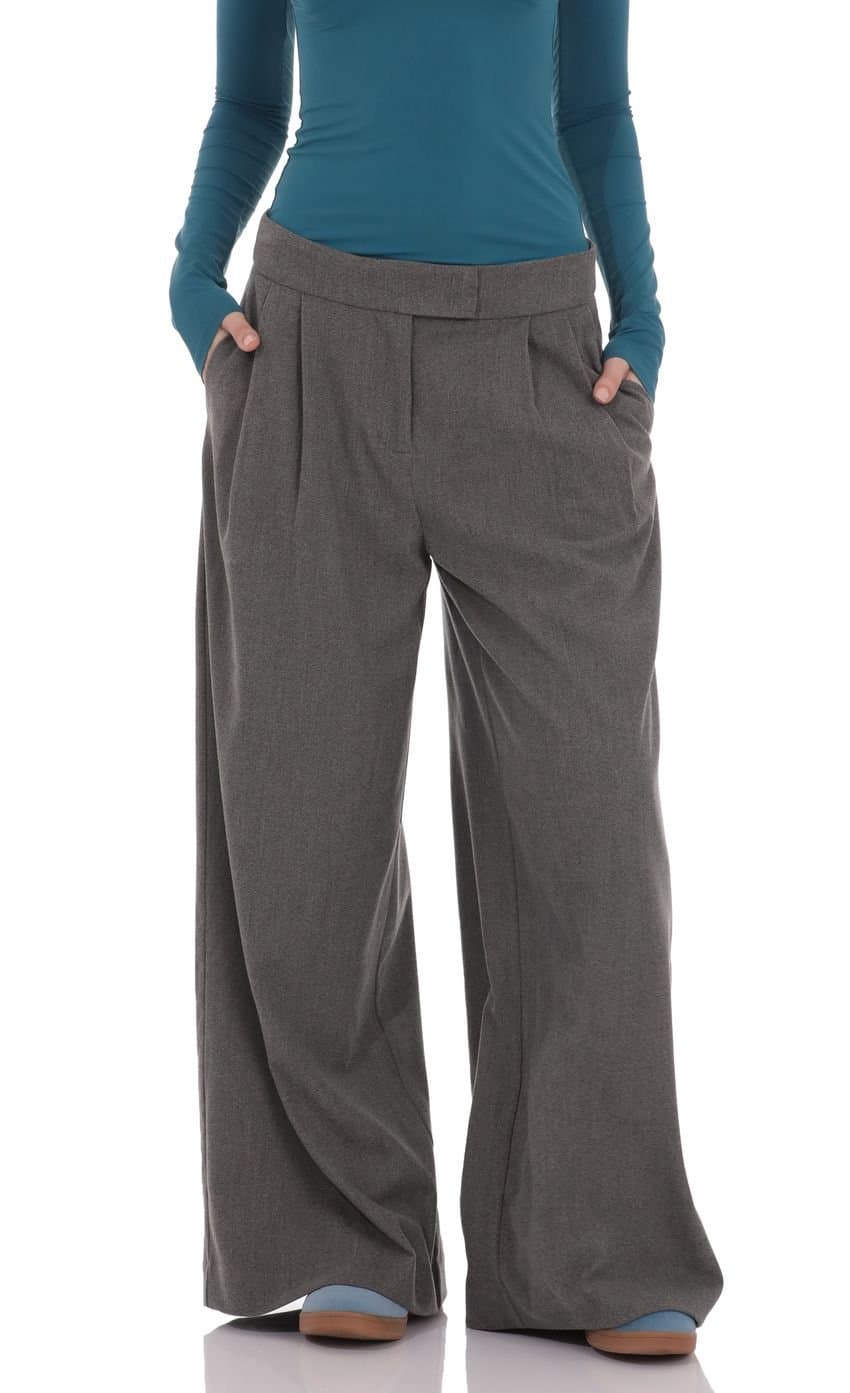 Pleated Baggy Trousers in Grey