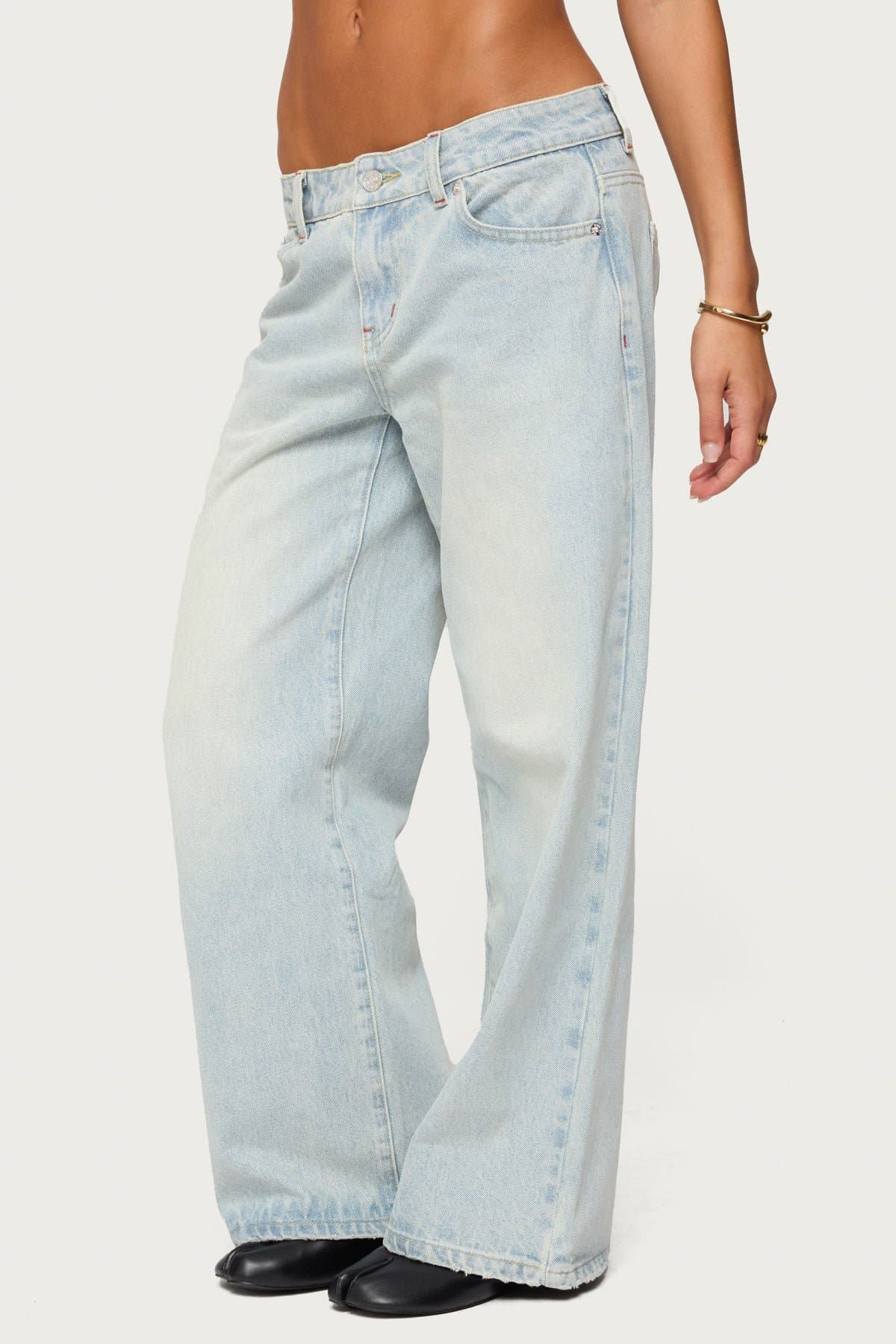 Petite Ace Low Rise Baggy Jeans in Rigid Cotton Denim