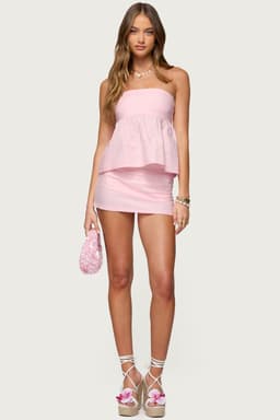 Avalai Linen Look Mini Skort - Linen Cotton Fabric Matching Set