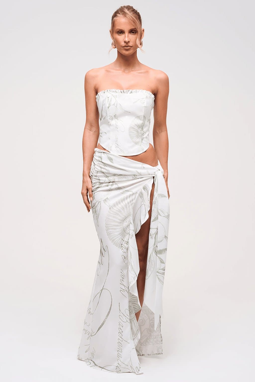 Grecian Wrap Maxi Skirt in Greek Vase Print - Woven No-Stretch Fabric