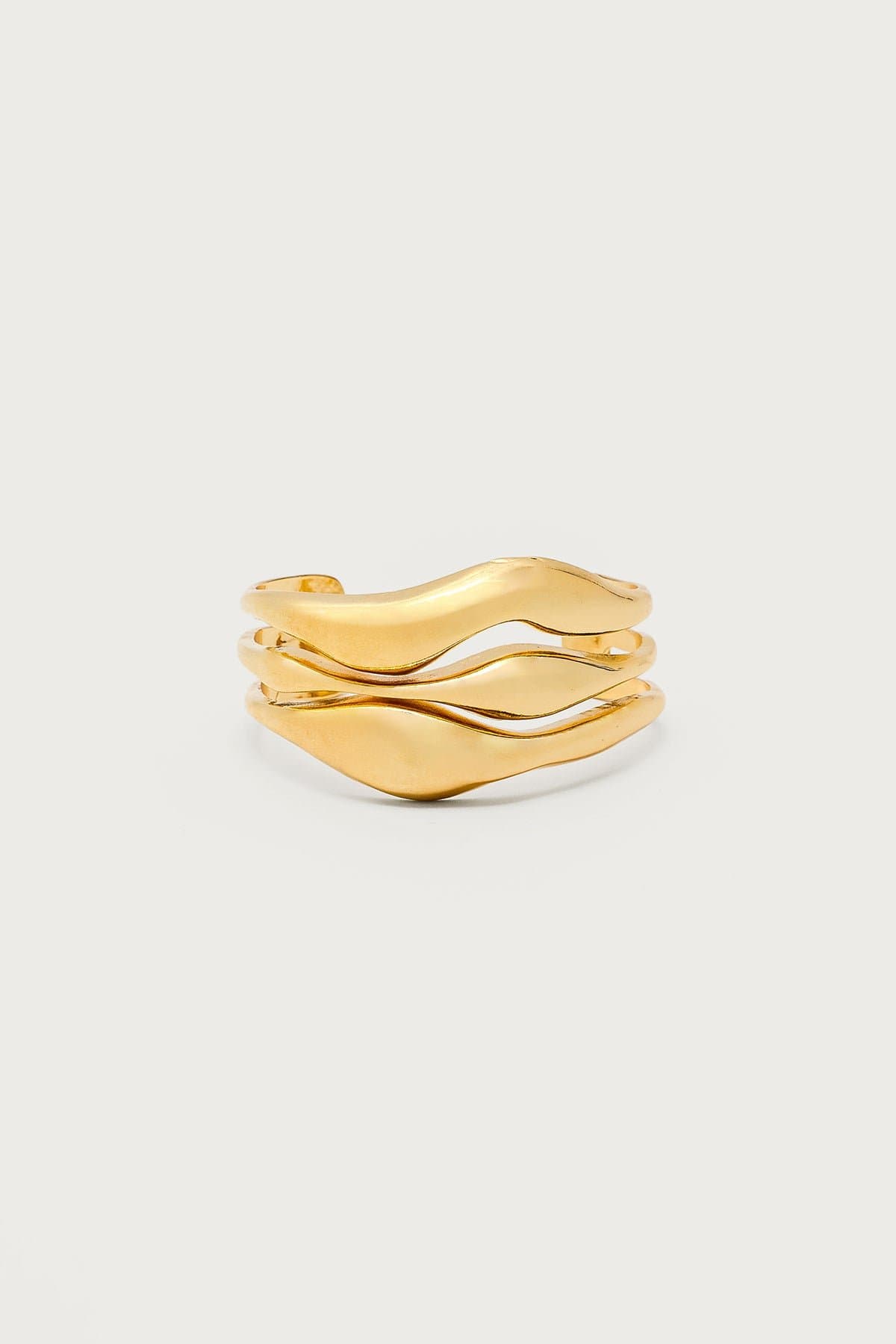 Abstract Stacked Arm Cuff in Gold Tone Metal - 2.4 Inch Length