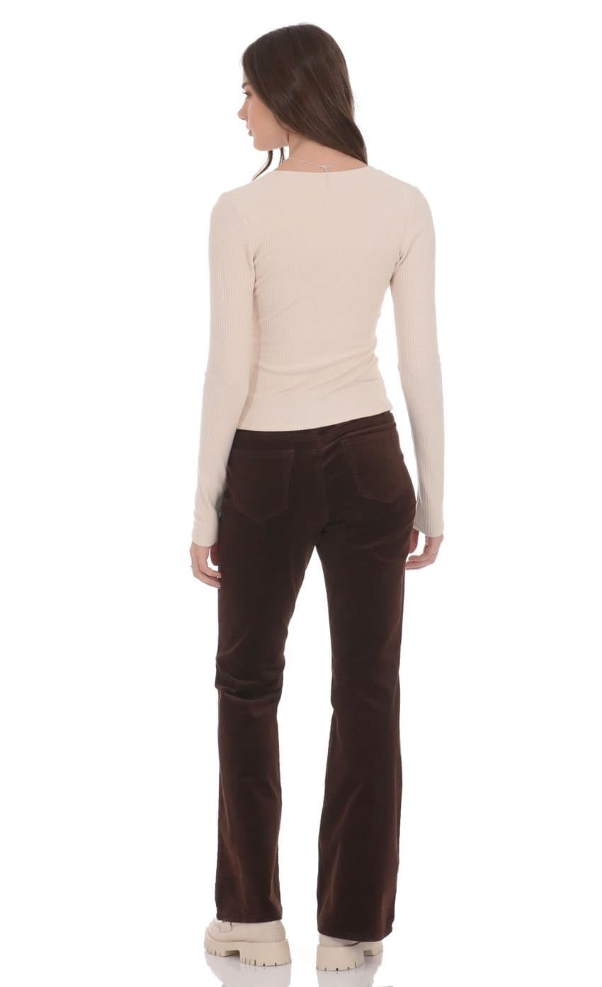 Corduroy Flare Jeans in Brown