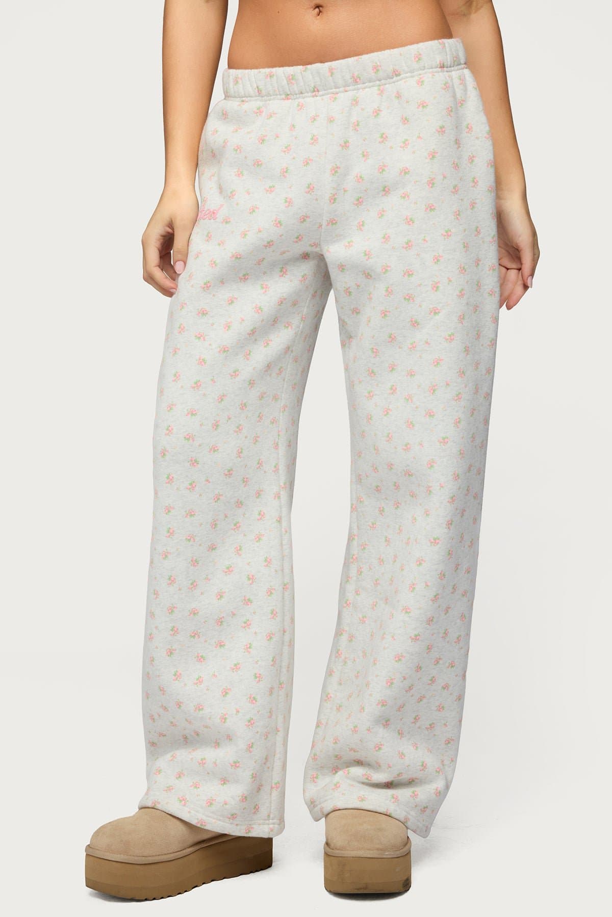 Flower Power Sweatpants with Floral Print & Edikted Graphic Straight Leg Fit