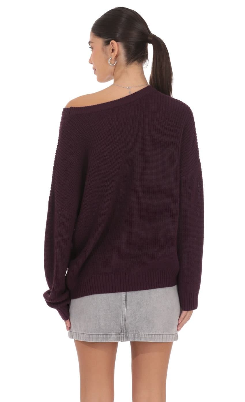 Oversize Open Knit Jumper in Purple